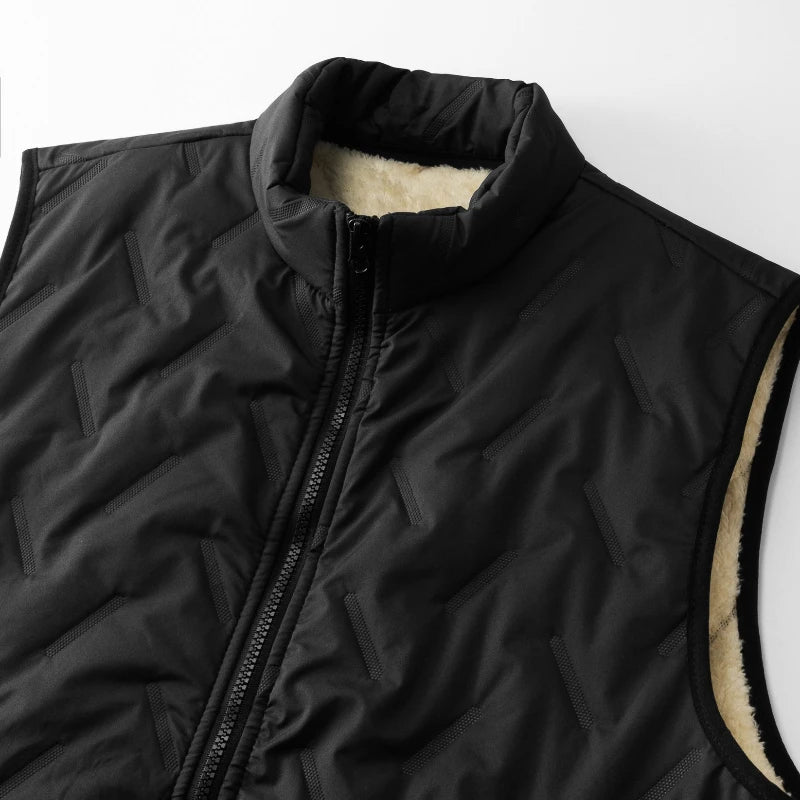Men's Winter Vest Jacket Lamb Wool Stand Collar Outdoor Windproof Waistcoat Comfortable Warm Fleece Thickened Sleeveless Tops