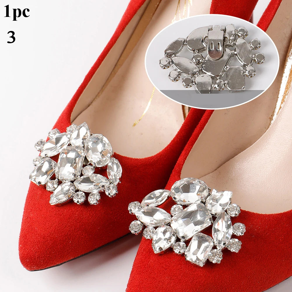 1PC Shiny Shoes Clips Crystal Wedding Bride Shoes Decoration Women High Heel Charms Rhinestones Buckle Shoes Accessories