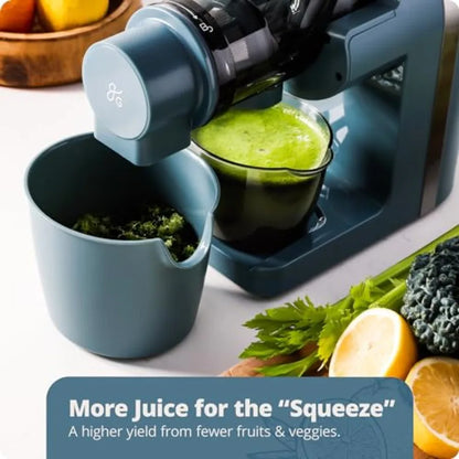 Cold Press Juicer for fruits and vegetables, stone blue slow masticating extractor with quiet motor, high juice yield, easy to
