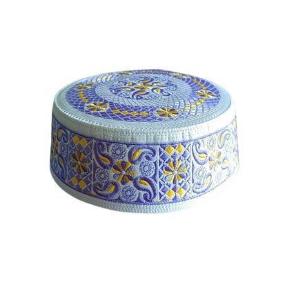 Kids Ethnic Embroidered Flat Cap Muslim Prayer Hat Costume Accessory Worship Islamic Hijabs Turkish Arabian Eid Prayer Caps