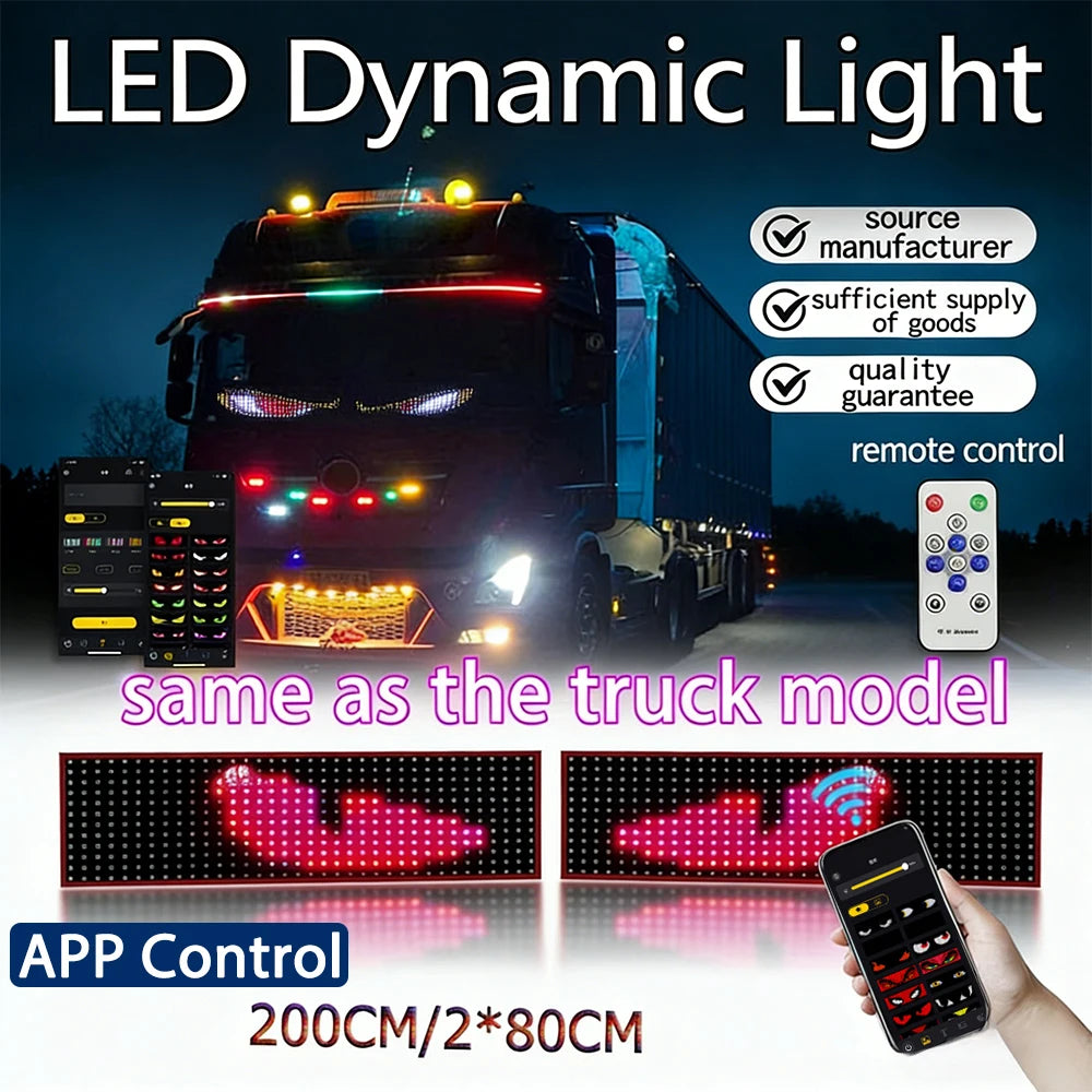 12V 24V Truck Devil's Eye Light Car LED Display Light Dynamic Flexible Panel Matrix Pixel Panel Soft Light Custom Text Pattern