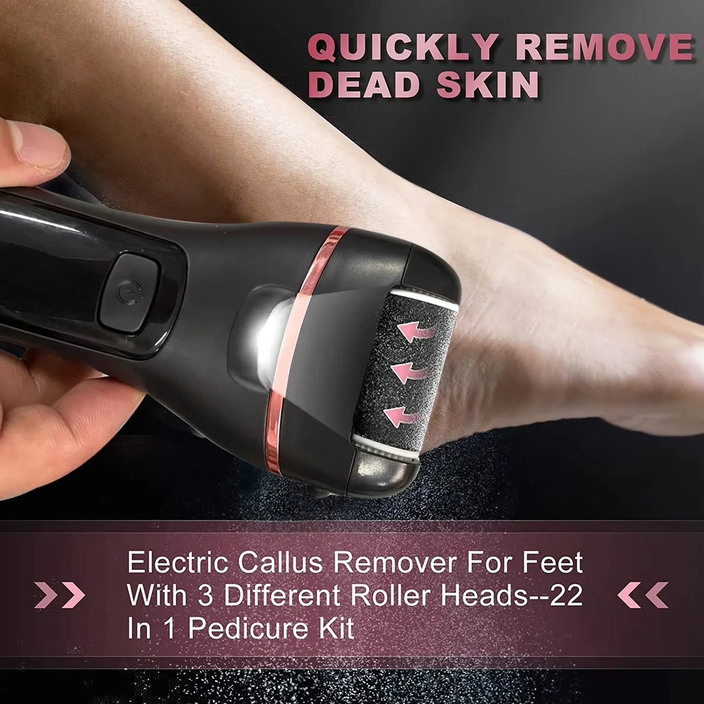 6 Pcs Foot Care Tool Heads Hard Skin Remover Refills Replacement Rollers for Cracked Heels Calluses and Dead Skin Black