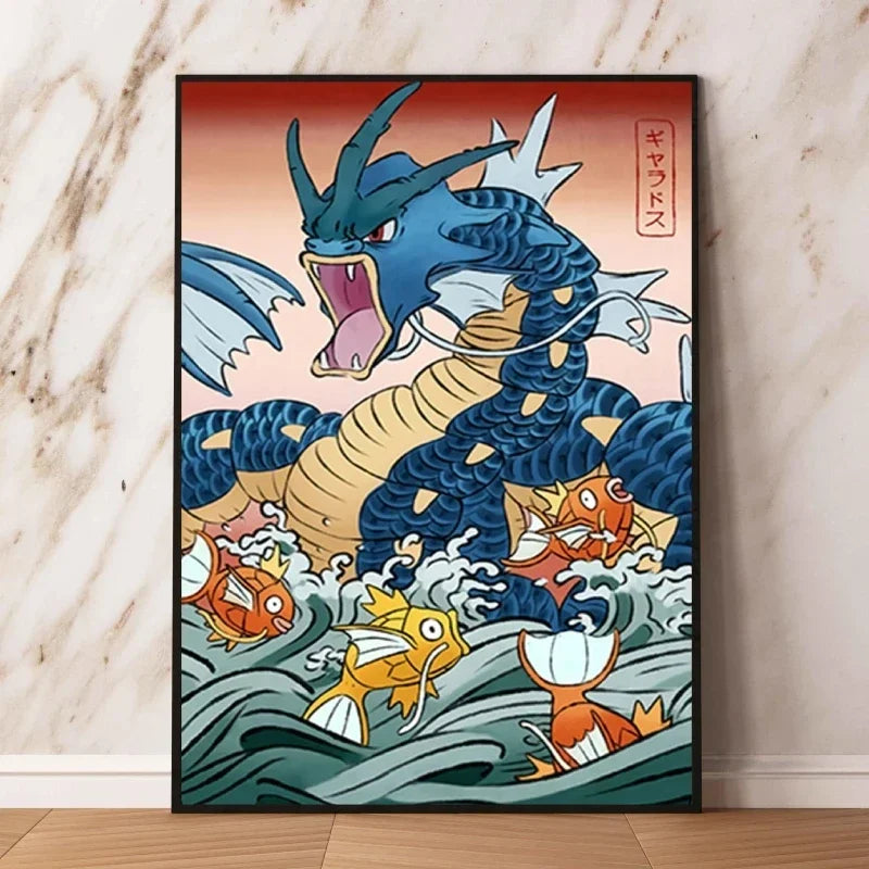 Classic Canvas Hd Prints Poster Pokemon Charizard Blastoise Cartoon Character High Quality Home Living Room Mural Decorative