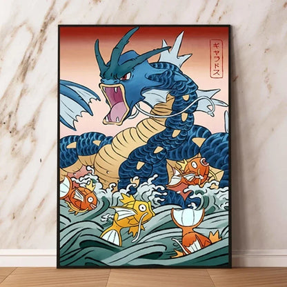 Classic Canvas Hd Prints Poster Pokemon Charizard Blastoise Cartoon Character High Quality Home Living Room Mural Decorative