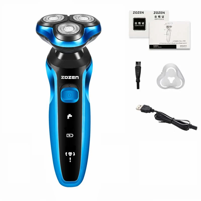 ZOZEN Rotary Electric Shaver Rechargeable Electric Razor Shaving Machine for Men Beard Trimmer Waterproof Wet-Dry Use ZN3015