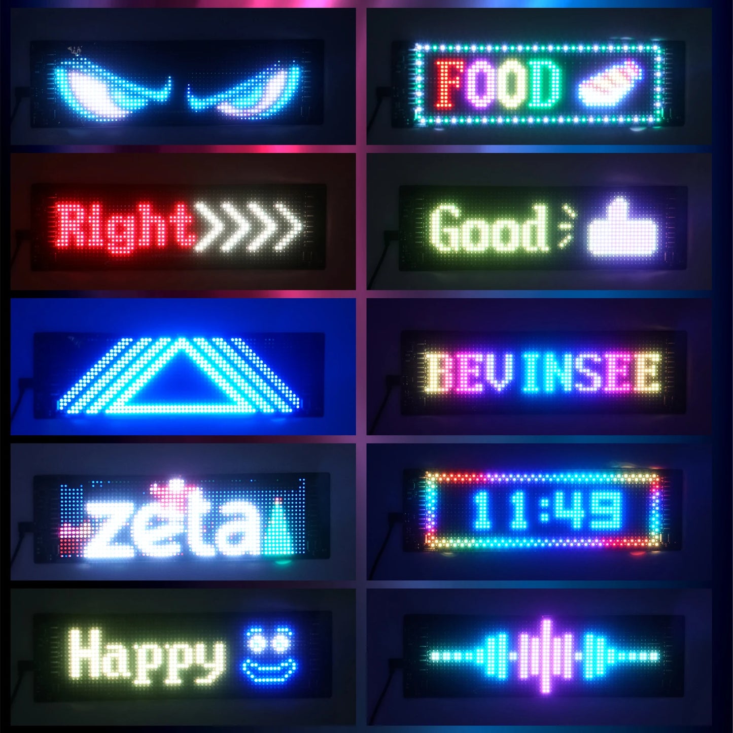 BEVINSEE RGB LED Matrix Pixel Panel, APP Control USB 5V Car Windshield Display, Scrollable Animation Sign Light for Car Truck
