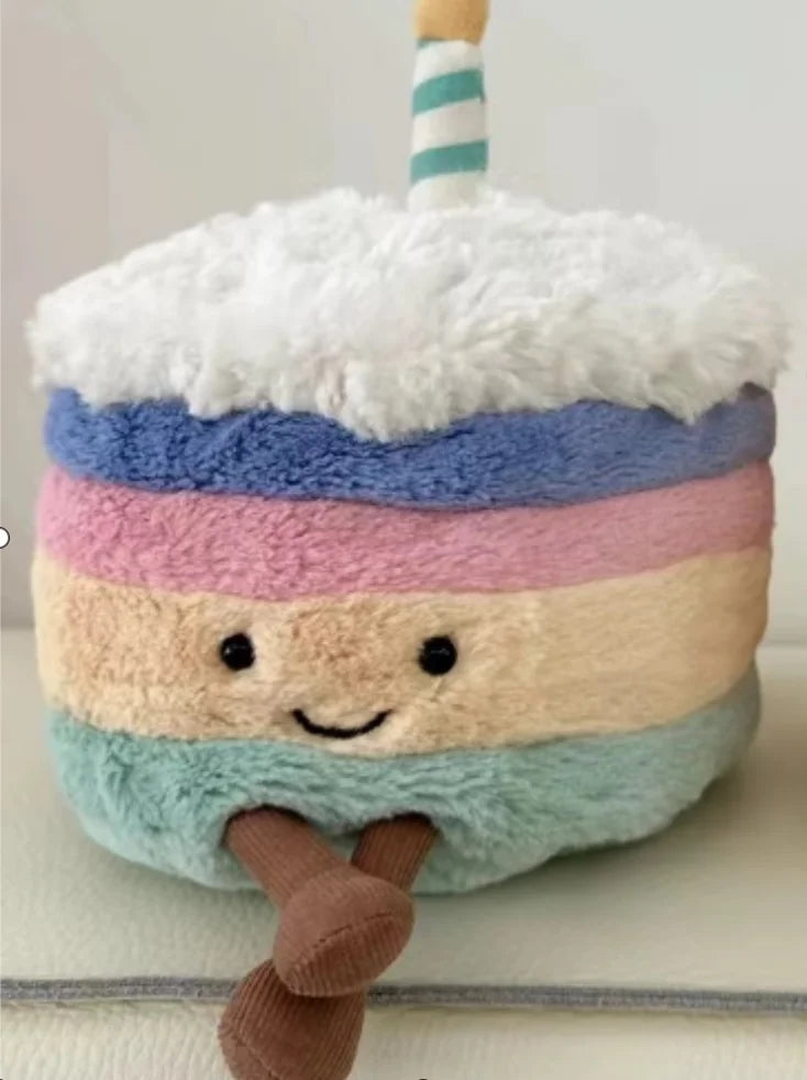 High Quality Smile Cake Plush Toys Soft Stuffed Dessert Dolls with Candle Cherry Birthday Xmas Gift For Kids Cuddly Party Decor