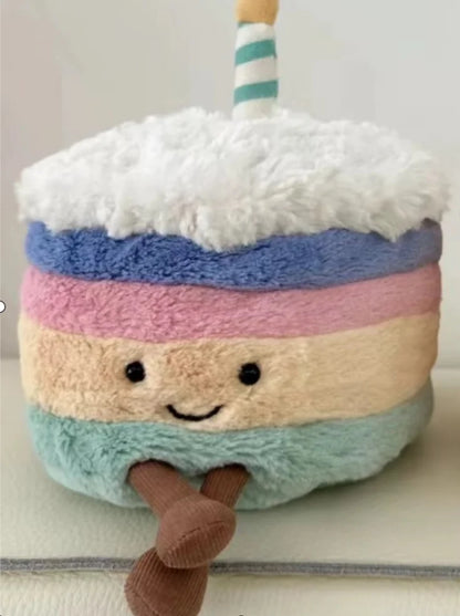 High Quality Smile Cake Plush Toys Soft Stuffed Dessert Dolls with Candle Cherry Birthday Xmas Gift For Kids Cuddly Party Decor