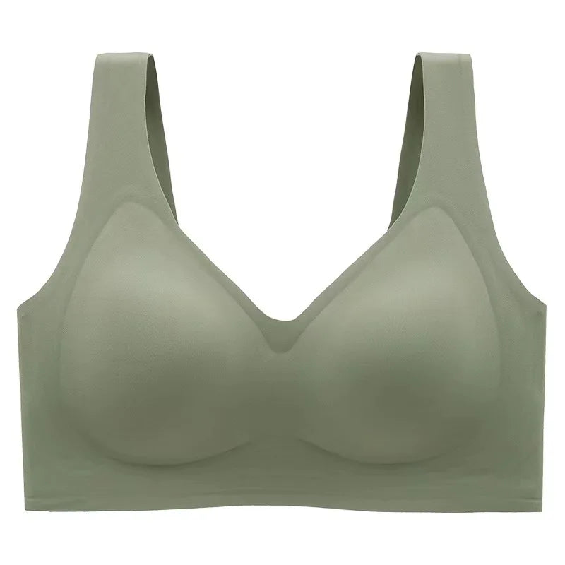 Large Size Thin Jelly Anti-Sagging Adjustable Large Breasts Appear Smaller Seamless Women's Rimless Bra Sexy Female Lingerie