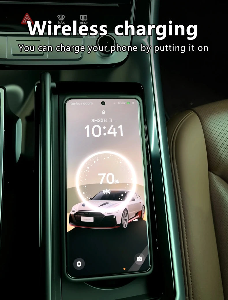 For Q7 Q8 SQ7 SQ8 15W Car Wireless Charger Wireless Charging Cigarette Lighter Fast Charging for iPhone, Huawei, Samsung, Xiaomi