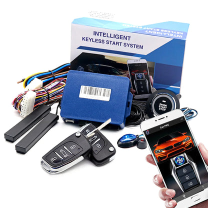 Car Alarm With Autostart Push One Button Auto Start Stop Keyless Entry System Smart Key Remote Start Kit Automotive Accessories