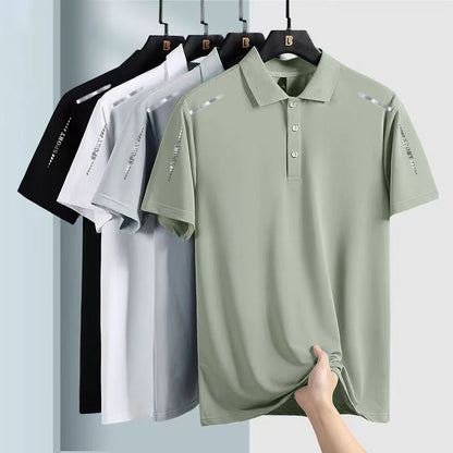 Quick Dry Ice Silk Short Sleeve  Shirt Men's Style Summer Thin Casual Business High End Top Shirt T-Shirt for Men