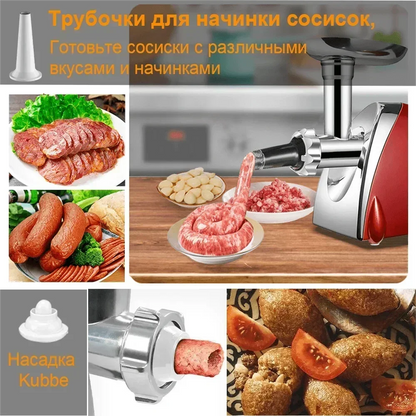 Electric Meat Grinder Powerful Heavy Duty Meat  Mincer filler Sausage Grinder Stainless Steel Food Processor Sausage Stuffer