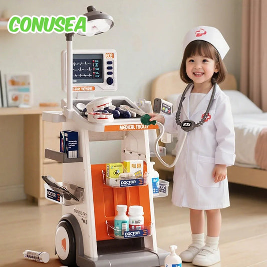 Hospital Play Doctors Set Dentist Kit Play Set Pretend Play Game Nurse Role Play Games Medicines Suitcase Cart Kits for Children