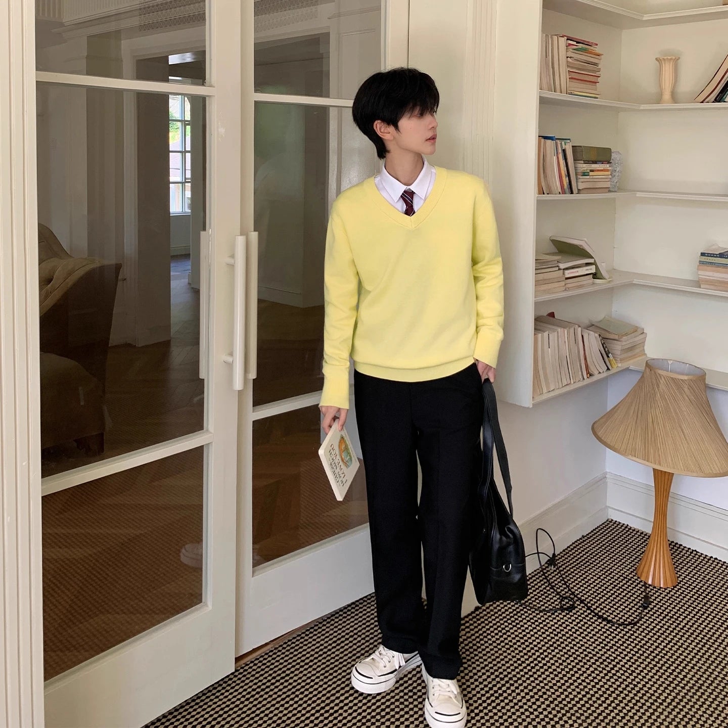 Long Sleeve Knitted Sweater Pure Color Crew Neck Inner Wear for Men And Women Casual Autumn Winter Leisure Cotton Sweater