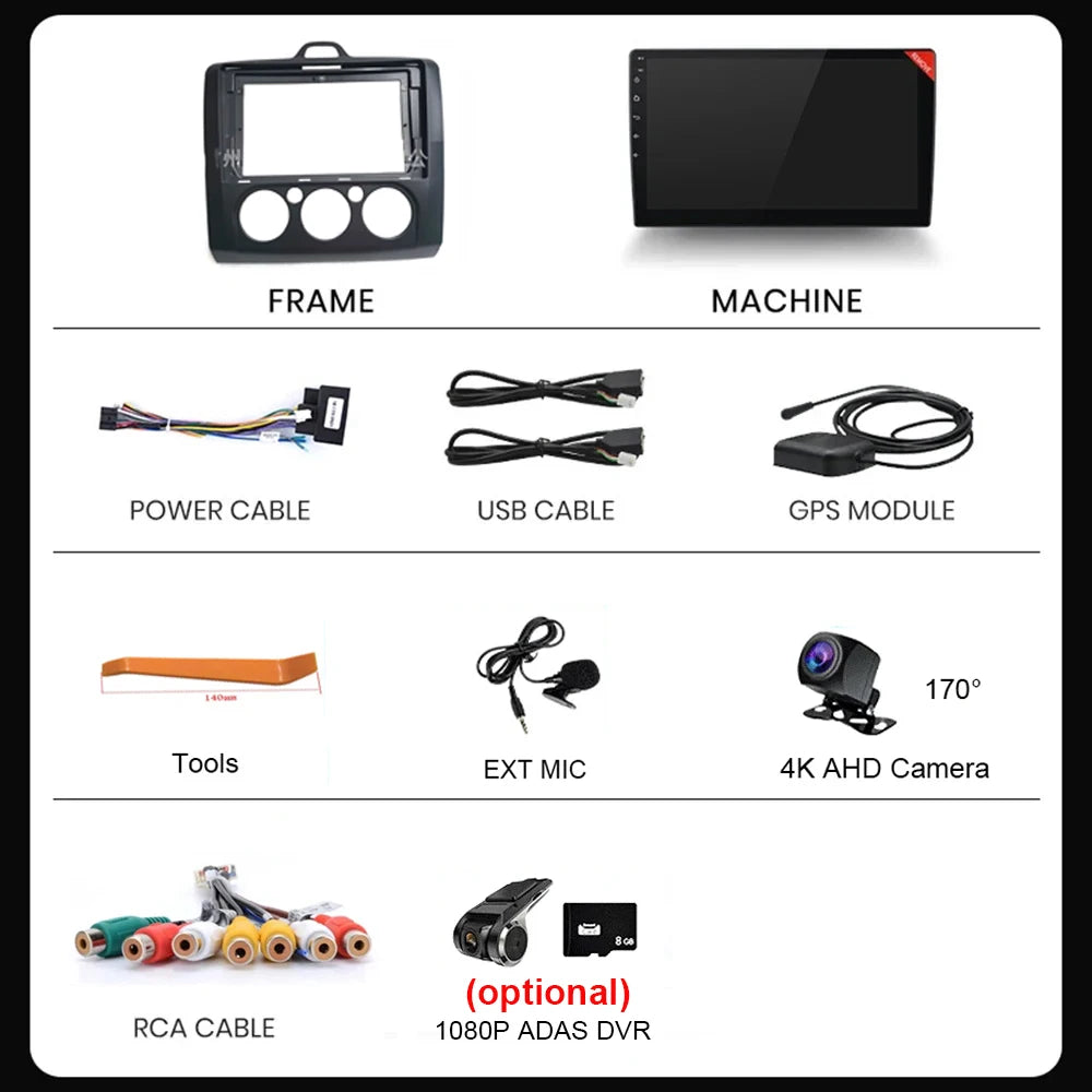 For ford focus 2 Mk2 2004-2008 2009 2010 2011 Android Auto GPS 2din autoradio GPS 2din DVR Android 16 Car Radio 4G+WIFI Carplay