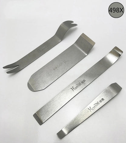 4Pcs Auto Interior Trim Removal Kit - Metal Pry Tool Set for Safe Door Panel, Clip & Molding Removal | DIY Car Repair HM-498X