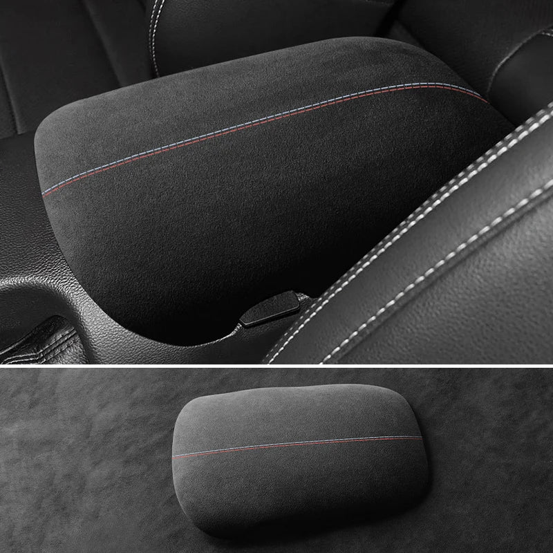 For Ford Mustang 2015-2025 Made of Alcantara Wrap ABS Car Trim Armrest Box Cover Panel Italian Suede Interior Tuning Accessories