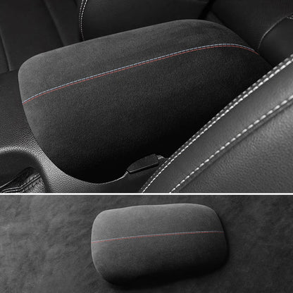 For Ford Mustang 2015-2025 Made of Alcantara Wrap ABS Car Trim Armrest Box Cover Panel Italian Suede Interior Tuning Accessories