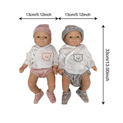 1pc 13 Inch Silicone Doll Cute Bebe Newborn Baby Soft Solid Silicone Girl&Boy For Birthday Gifts