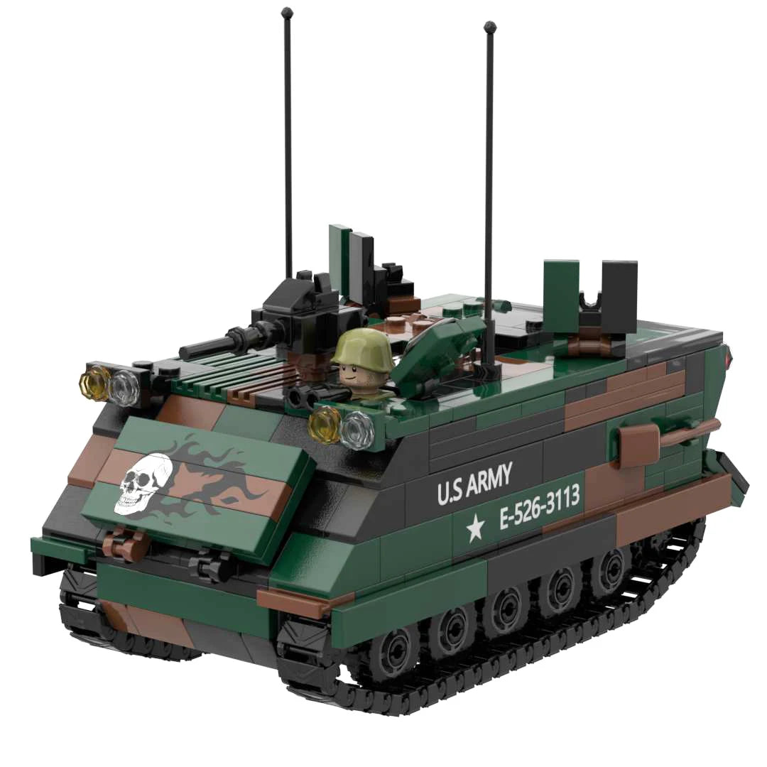 M113 3-Color Army Vehicle Building Blocks Toy Military Armored Personnel Carrier Bricks Set Assembly Kit Gift