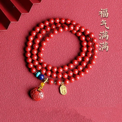 Women's Multi-circle Cinnabar Bracelet, Men's Lucky Lock, Nafu, Lucky Bracelet, Ethnic Style, Fashion Jewelry, Gifts.
