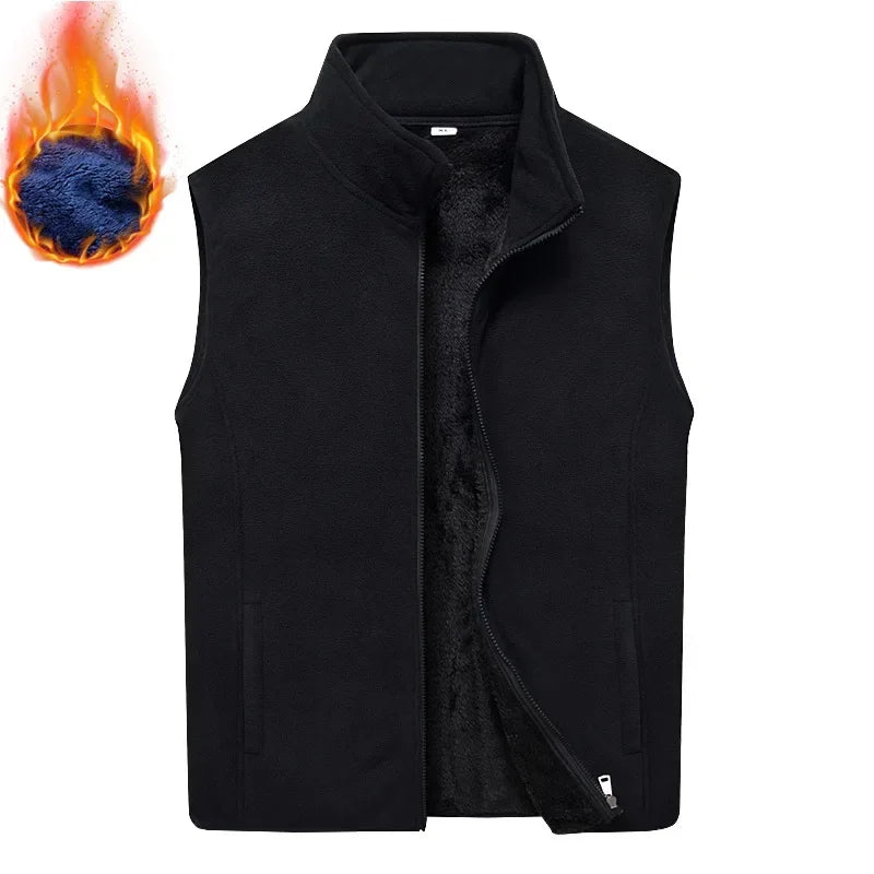 Mens Winter Sleeveless Jacket Thermal Fleece Vest Male Coat Lightweight Padded Vest Thick Working Casual Vests For Man Clothes