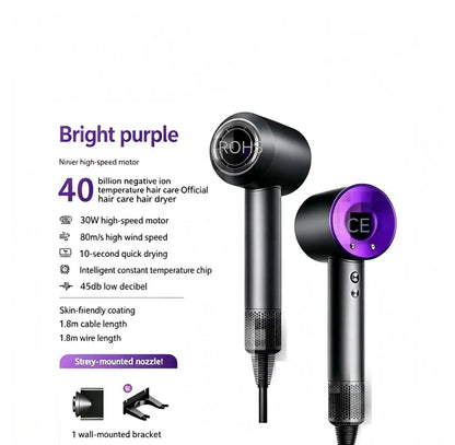 High Speed Hair Dryer 40M Negative Ions Constant Temp Fast Drying Low Noise Professional Salon Blow Dryer with Nozzles