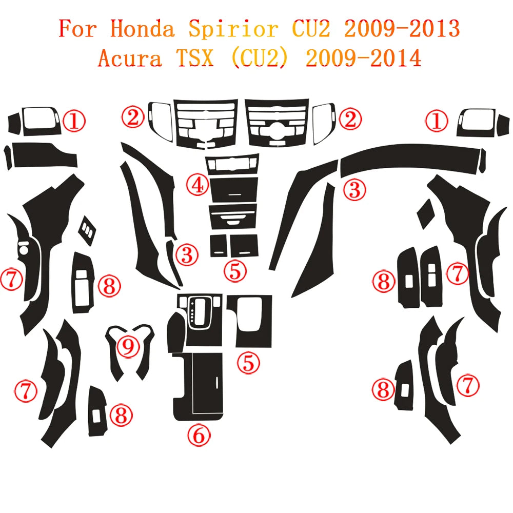 For Acura TSX CU2 2009-2013 Car-Styling 3D/5D Carbon Fiber Car Interior Center Console Color Molding Sticker Decals Parts