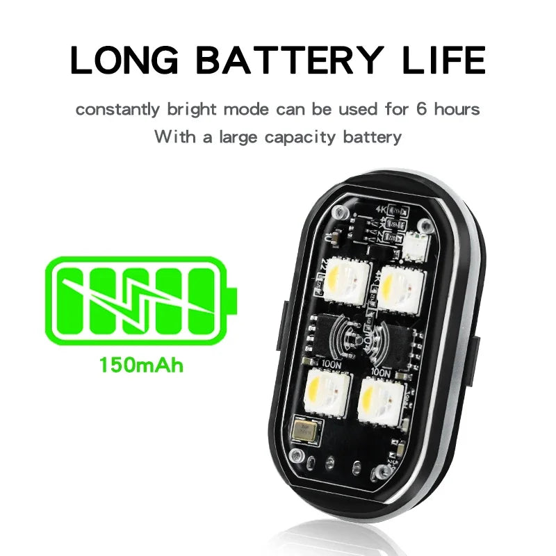 Rechargeable Wireless Light Aircraft Airplane Helicopter Warning Lights RGB Led Motorcycle Strobe lights LED Flash Light