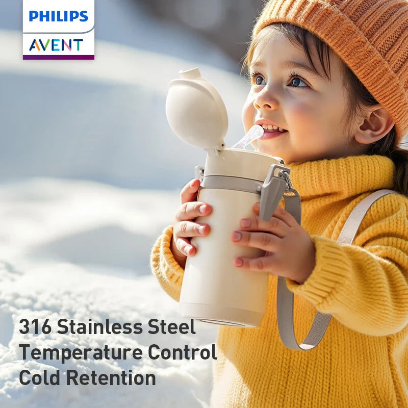 Philips Kids' Insulated Carrier Bottle 500ML thermos cup Portable thermos cup with straps 316 Stainless Steel
