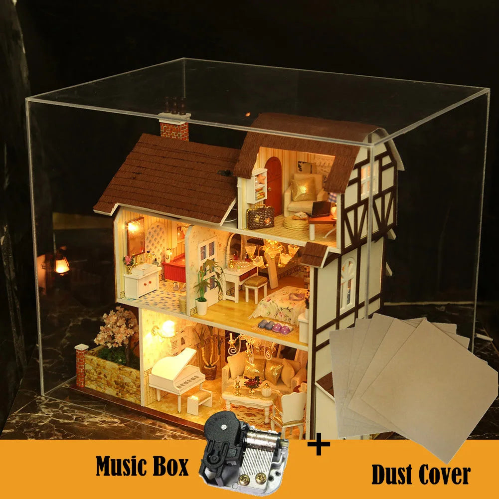DIY Wooden Doll House Kits Miniature With Furniture Flower Town Loft Casa Villa Dollhouse Toys For Grown-up Girls Christmas Gift