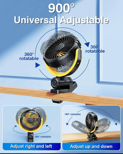 Portable Car Clip on Fan 2000mAh Battery Rotate 5V USB Rechargeable Mini Cooler Fan Car Electronic
