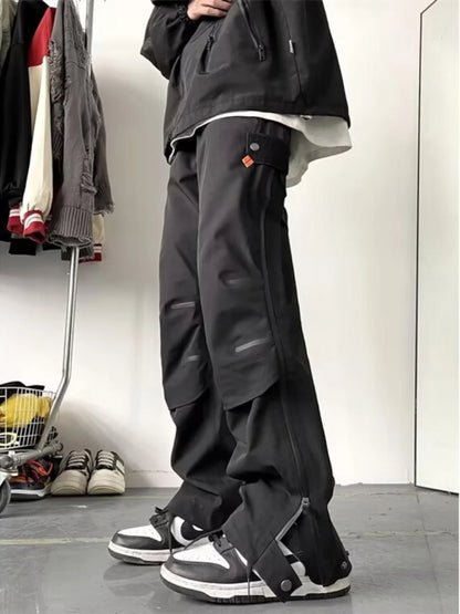 American Style Fleece Lined Thickened Sports Loose Casual Long Pants Men's Autumn Winter Waterproof Windproof Cargo Pants