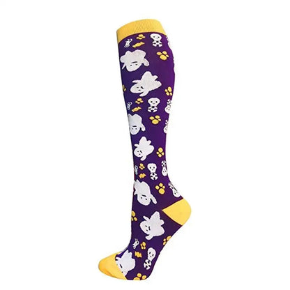 Sport Compression Stockings Funny Pattern Halloween ballon Dot Leg Pressure Running Cycling Multi Color Compress Socks