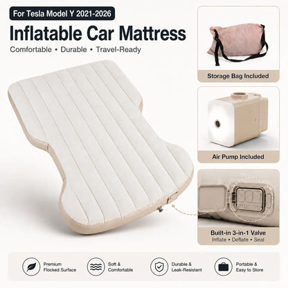 For Tesla Model Y 2021-2026 Juniper Car Inflatable Mattress With Electric Air Pump Travel Camping Trunk Bed Sleeping Mat
