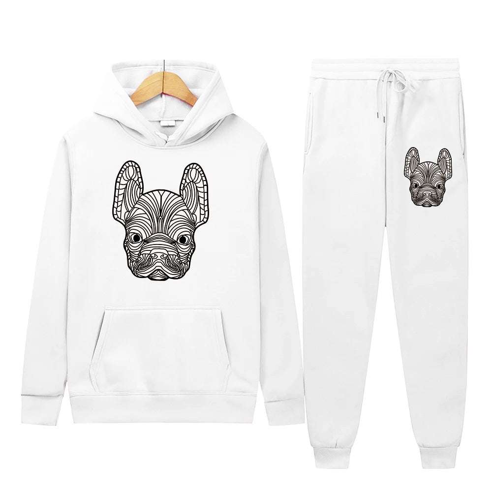 Men's and women's printed hooded sweatshirts and pants animal paw printed sportswear running autumn and winter casual fashion