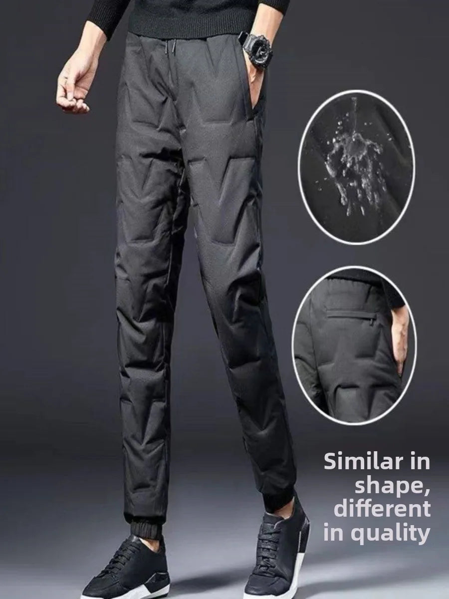Men's down Pants Thick Warm Duck down Loose Large Size Cotton Pants Outerwear for Middle-Aged And Elderly Windproof