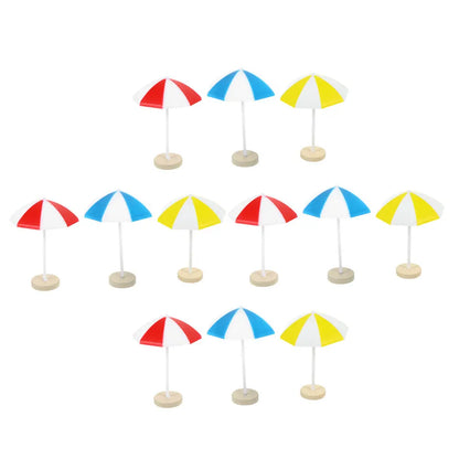 12Pcs Mini Beach Umbrella Decor Fresh Relaxing Style for Miniature House Furniture DIY Scenic Layout Micro Beach Accessories