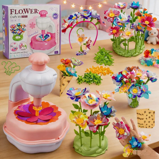 Fabric Flower Bouquets Toys DIY Craft Kits Toys for Kids Handmade Build Flower Bouquet Kids-Flowers Toy Christmas Birthday Gift