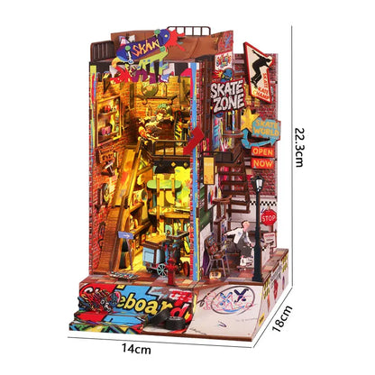 Magical DIY Book Nook Kits Miniature Doll House With LED Light 3D Puzzles Building Wooden Bookshelf Bookend Toy For Adults Gifts