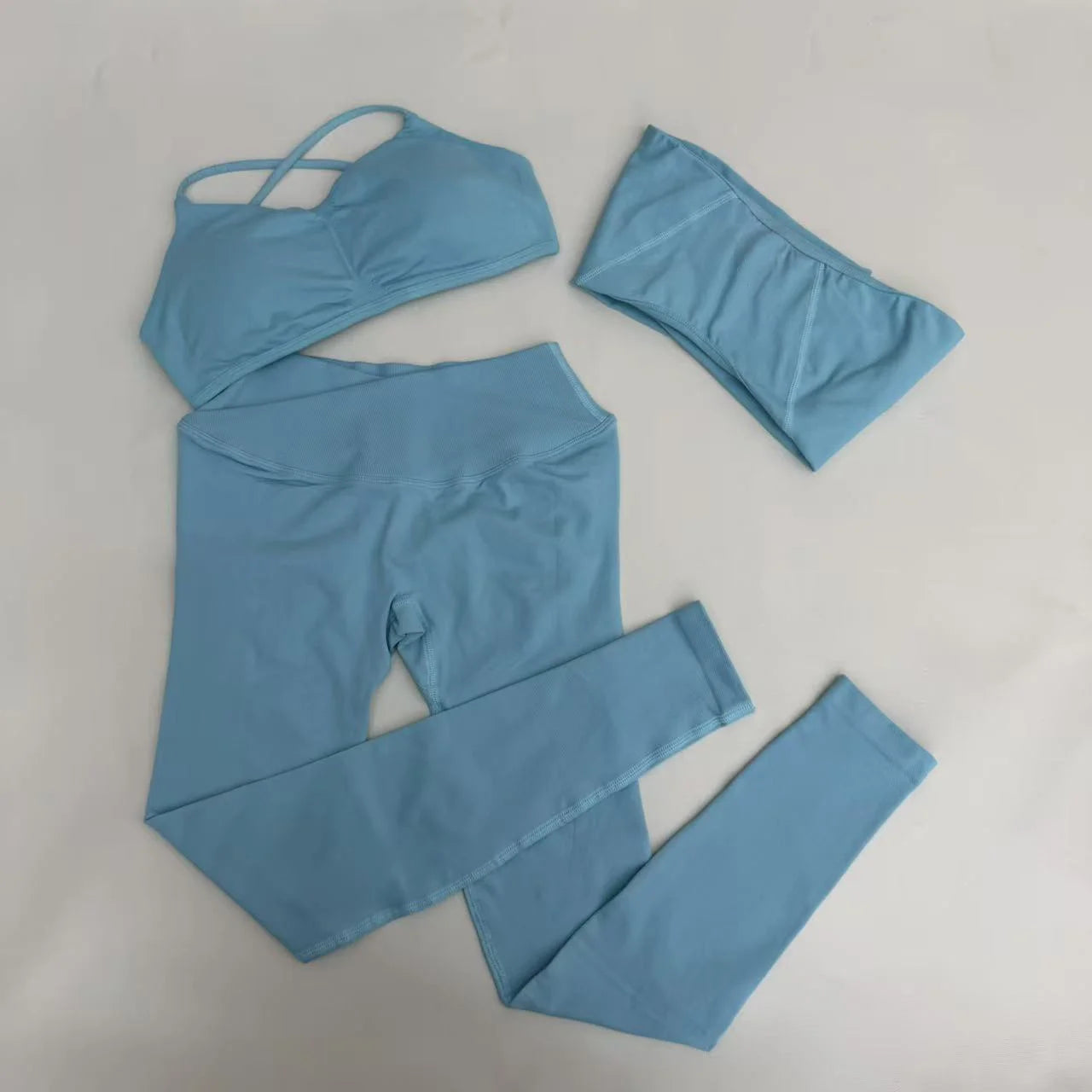 3 Pieces Women's High Stretch Gym Sportswear Shrug Sports Bra Shorts Set Comfortable Workout Yoga Active Wear Outfit