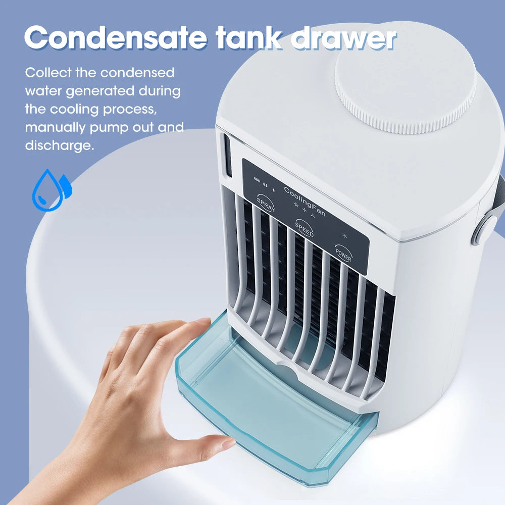 Small Space Air Conditioning for Home Rechargeable Portable Summer Desktop Air Cooler Spray Fan Moist Clean Air for Office Room