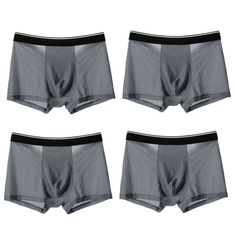 4Pcs Man Boxer Briefs Large Size M-6XL Men Panties Underwear Slip Homme Calzoncillos Bamboo Hole U Convex Pouch Male Underpants