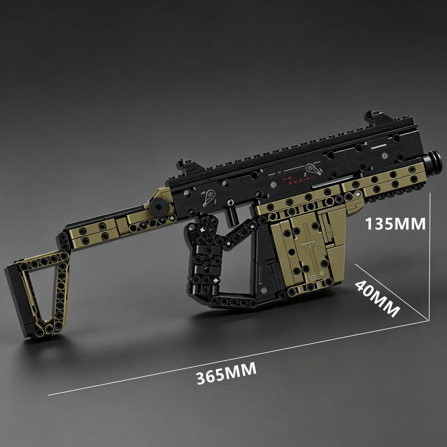 2026 New Vector Submachine Gun Military Equipment Building Block Gun  - Educational Toy Gun with Folding Stock
