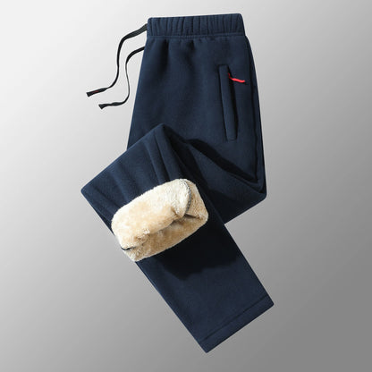 M-8XL  Plus Size Men's Winter Warm Pants with 2 Zip Pockets Thickened Fleece Jogger Pants Snow Cold Thermal Sweatpants