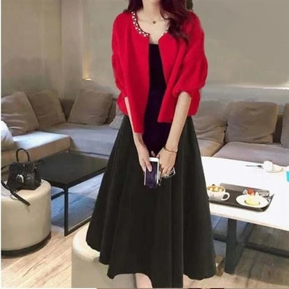 plus Size Fashionable Spring Autumn Dress Set Women's Meat Concealing Two Piece Suit Sister Stylish Minya Style Outfit