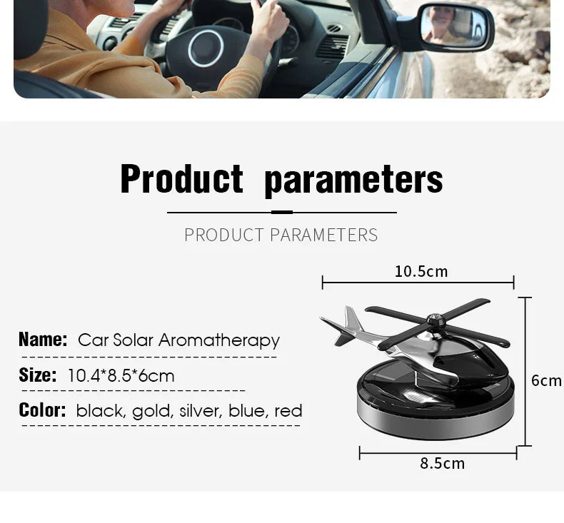 Solar Car Helicopter Propeller Fragrance Auto Interior Accessories for Men Women Car Perfume Decoration