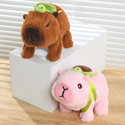 2026 Cross-border simulation of electric plush Capibala dolls can walk and cry electronic pet capybara children's toys