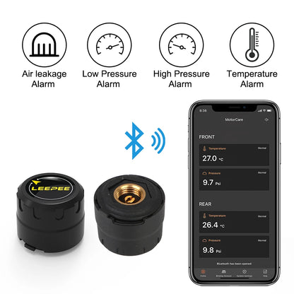 Motorcycle TPMS With 2 External Sensors Bluetooth-Compatible 4.0 5.0 Android/IOS Tire Pressure Monitoring System